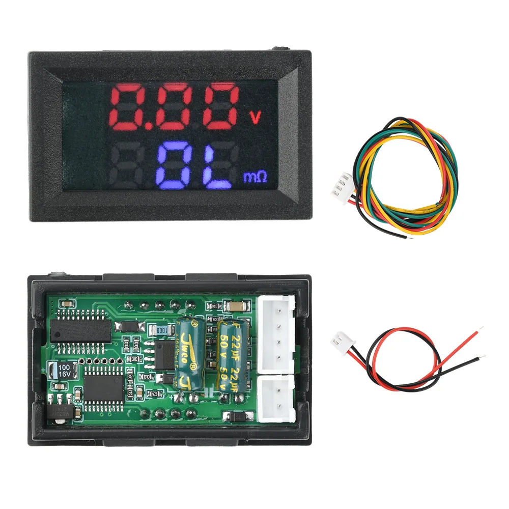 

DC 4-12V VR452 Internal Resistance Tester 0.56-inch Dual Digital Battery Voltage Internal Resistance Tester Red Blue Display