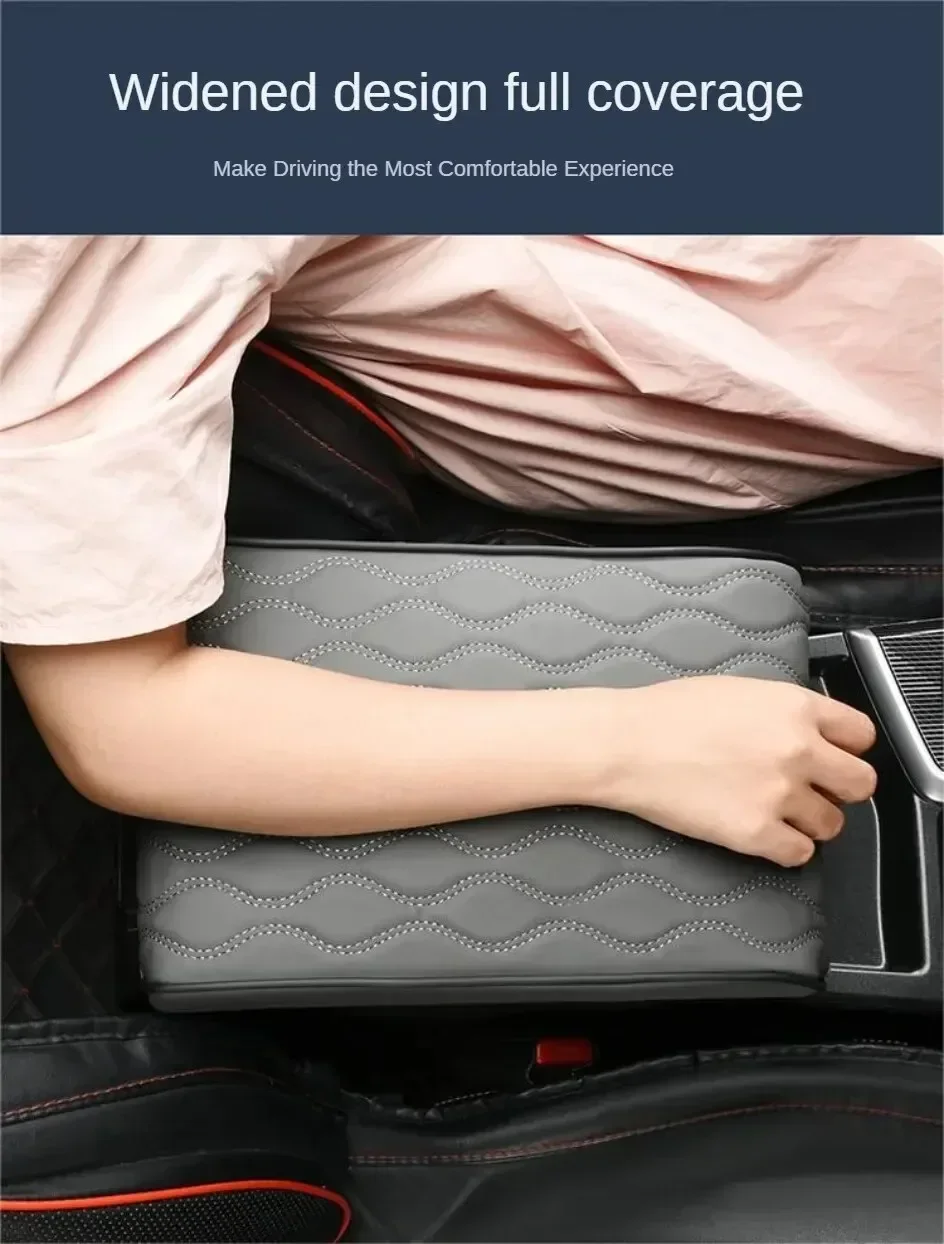 PU-Leder Auto-Armlehnenauflage Mehrfarbige Mittelkonsolen-Abdeckung mit Wellenmuster Bestickte Auto-Sitzbox-Schutzkissen Handstützen – Detail 8