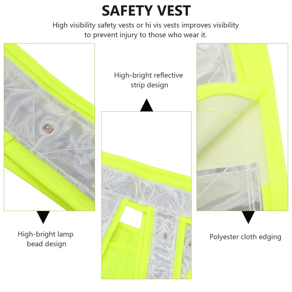 Luminous Reflective Safety Vest Premium Material High Visibility for Night Running Cycling Hiking Adjustable Elastic Strap