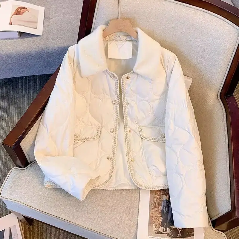 Winter Light Thin Cotton-Padded Clothes 2025 New Lapel Warm Fashionable Short Parkas Jacket