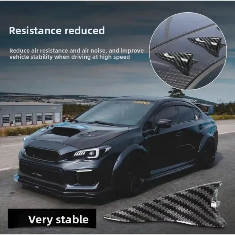 Carbon Fiber Texture Car Shark Fin Antenna Pointed Roof Spoiler Paste Type Modified Exterior Decorative Parts Black