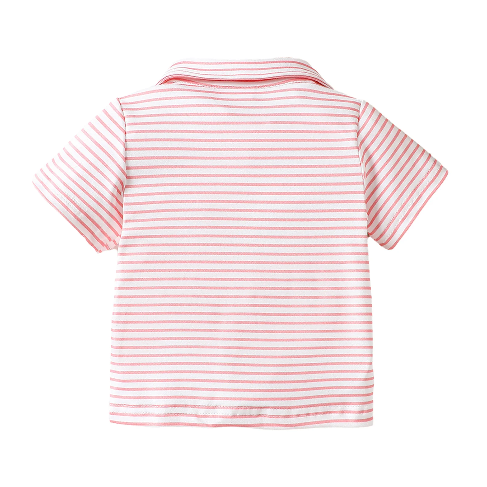 Baby Boys Summer Clothes Casual Striped T-shirt Top Short Sleeve Lapel Embroidery Button Shirt Tops Infant School Daily Wear