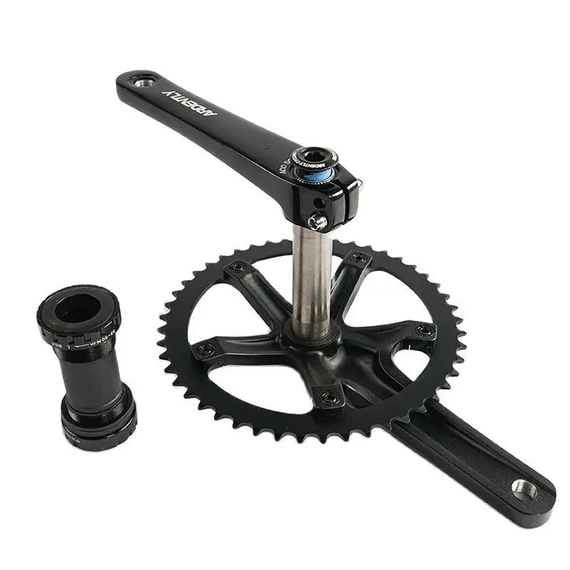 Ardently Bicycle Crankset Fixed Gear Bike Hollow Integrated Crank 165mm With Bottom Bracket 144BCD 48T Chainring Aluminum Alloy