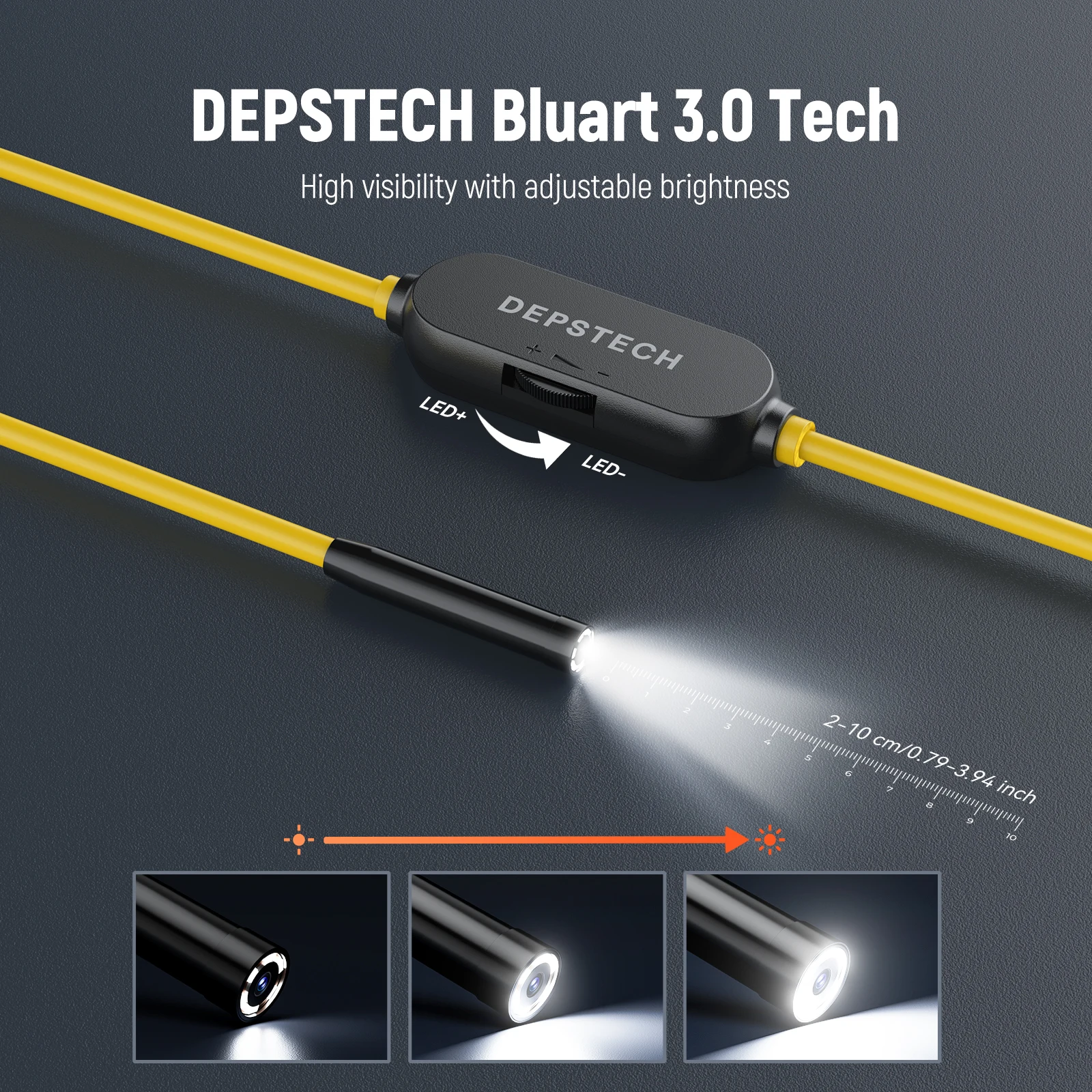 DEPSTECH 1440P 내시경 카메라, 7mm IP67 방수, 자동차 보에스코프 산업용 USB 내시경, IOS 12 + 용 파이프