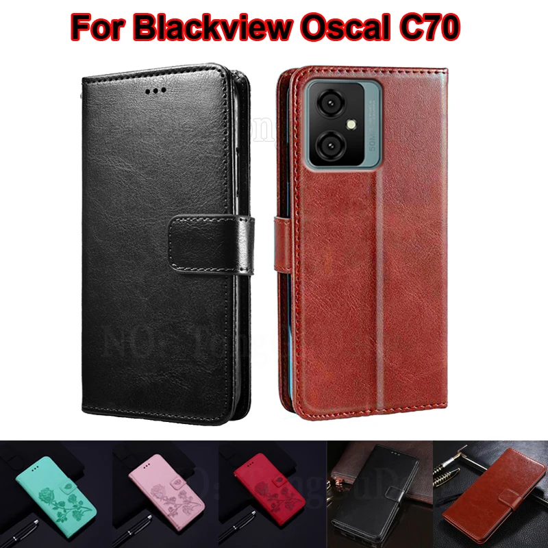 

For чехол Blackview Oscal C70 Case Original Magnetic Book Stand PU Leather Wallet Phone Cover For Blackview Oscal C70 C 70 Etui