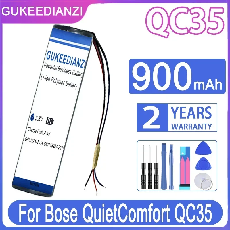 GUKEEDIANZI Replacement Battery 750mAh/900mAh for Bose For QuietComfort 45 QC45 QC35 II Accumulator 3-wire Batteria