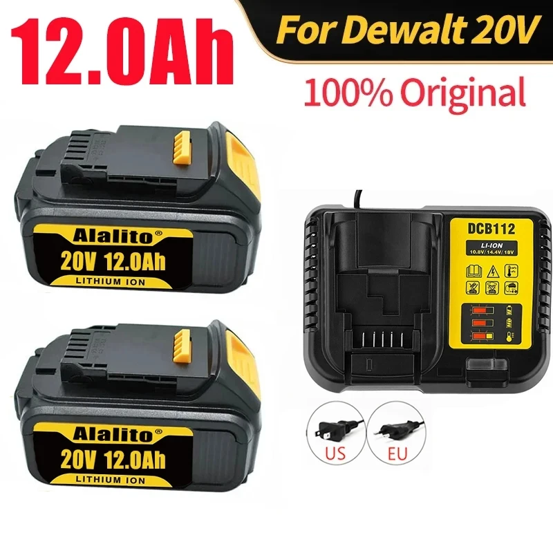 

2024 New 20V 12000mAh Max Battery Replacement Tool for DeWalt DCB184 DCB181 DCB182 DCB200 20V 5A 20 Volt 20V Battery + 3A Charge