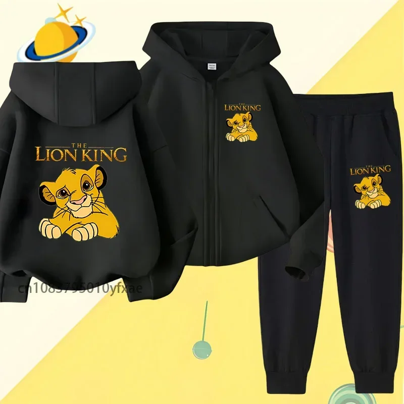 Lion King children zipper hoodie set Disney cartoon print autumn winter long-sleeved sweatshirt boys girls casual Harajuku top