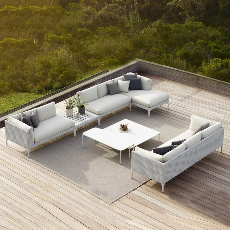 

Modern Aluminum Outdoor Sofa Set, All Weather Rattan Wicker Patio Furniture, Durable Garden Couch for Villa Hotel