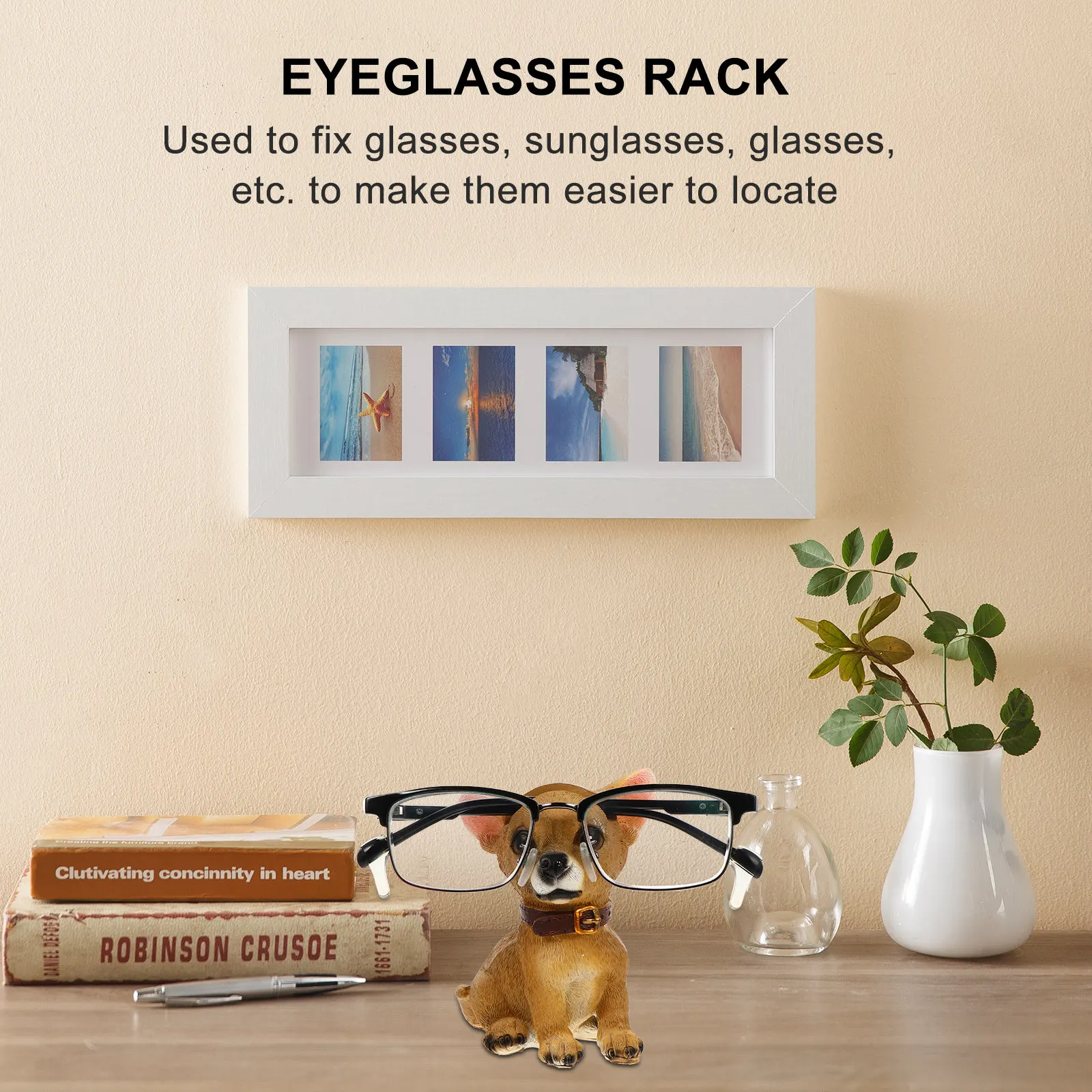 1Pcs Adorable Dog Eyeglass Stand Glasses Holder Desktop Ornament for Eyewear Storage Nightstand Desk Decorative Accessory