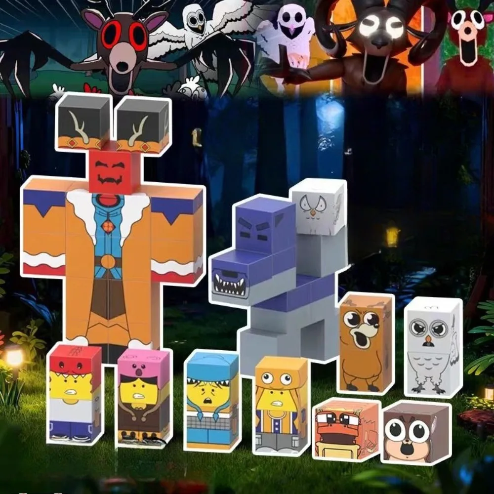 Nowe 99 Nocnych Wędrówek w Lesie Magnetyczne Klocki Konstrukcyjne Scena Polowania na Potwornego Jelenia Zabawki Edukacyjne dla Dzieci Prezent