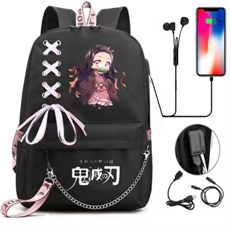 Kamado Nezuko Demon Slayer Anime Cosplay Unisex, mochila escolar para estudiantes, bolsa de libros de dibujos animados, bolsa de viaje para computadora portátil, bolsa para exteriores