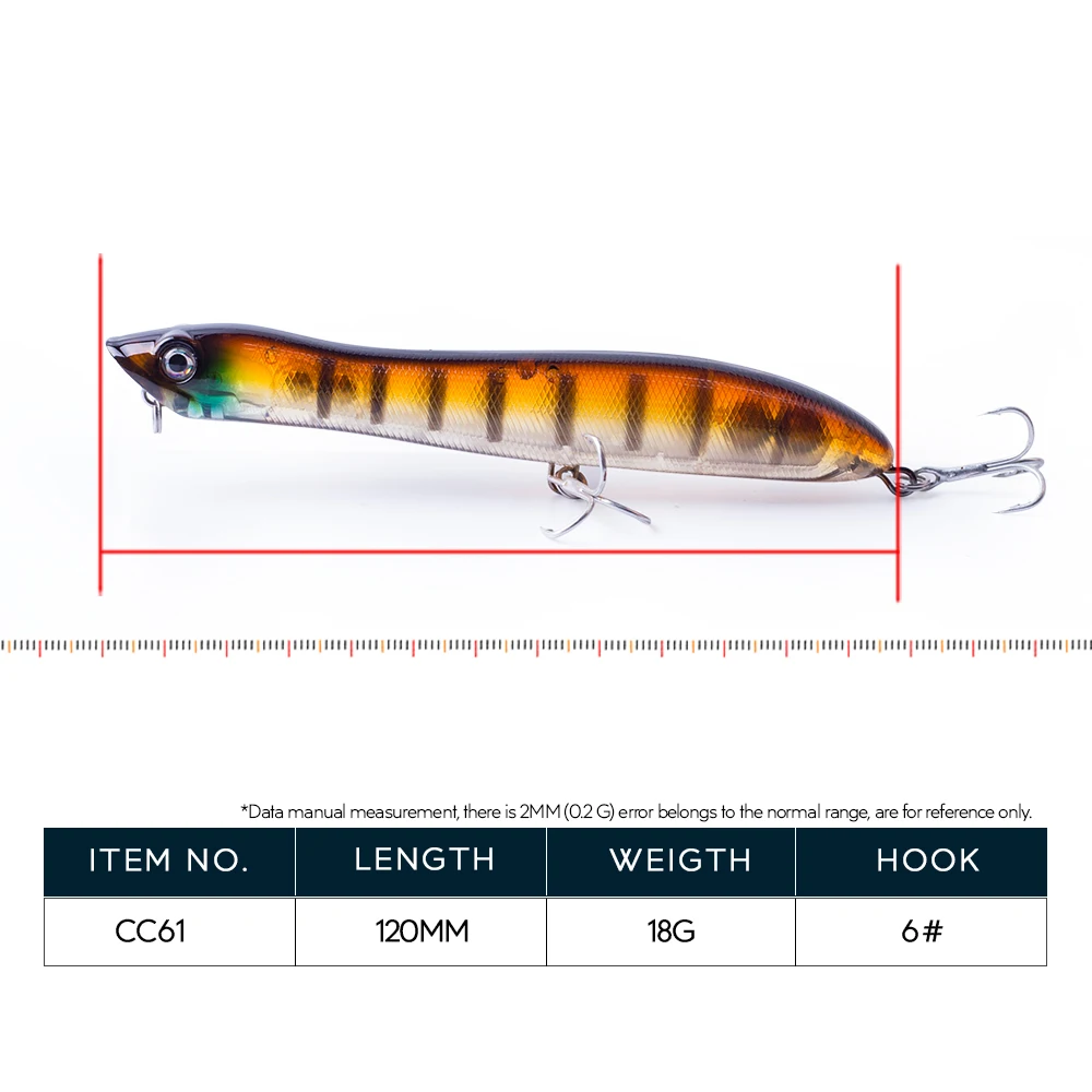 120mm/18g Topwater Pencil Popper Floating Fishing Lure Snakehead Wobblers Tackle Baits Minnow For Snapper Flounder Bass Chub