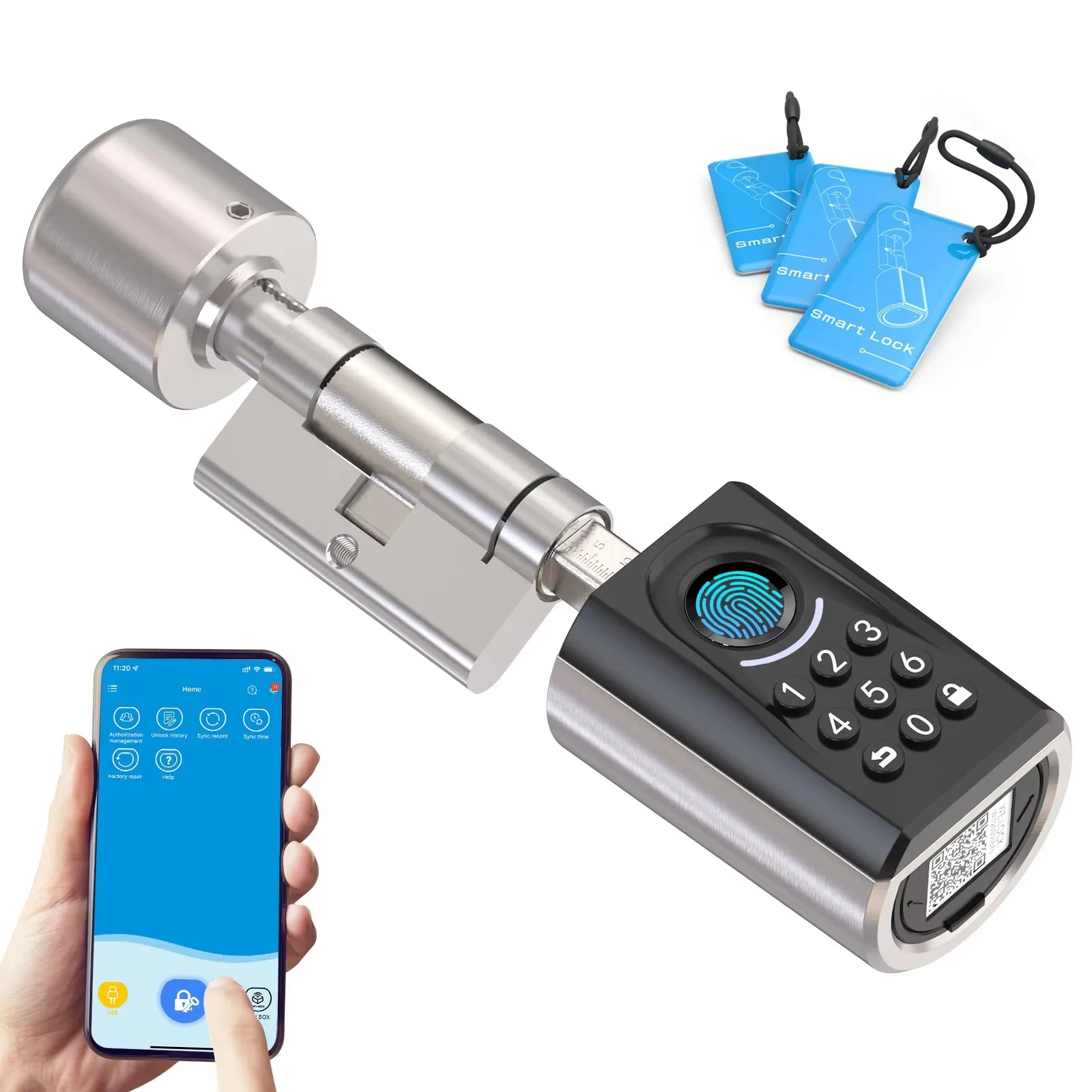 2026 L6PB Smart Key Lock Cylinder Home Keyless Electronic Lock Cylinder Unlock With Code And Bluetooth Mobile App