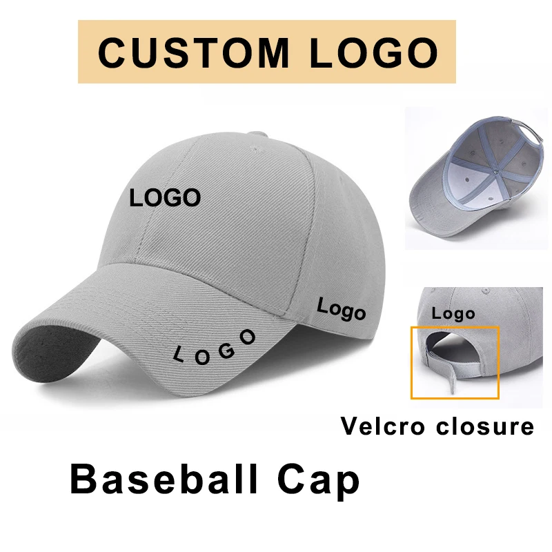 Unisex Baseball Cap With Custom Logo Acrylic Dad Caps Adjustable Snapback Hats Adult Sports Hat Casual Solid Color gorras hombre