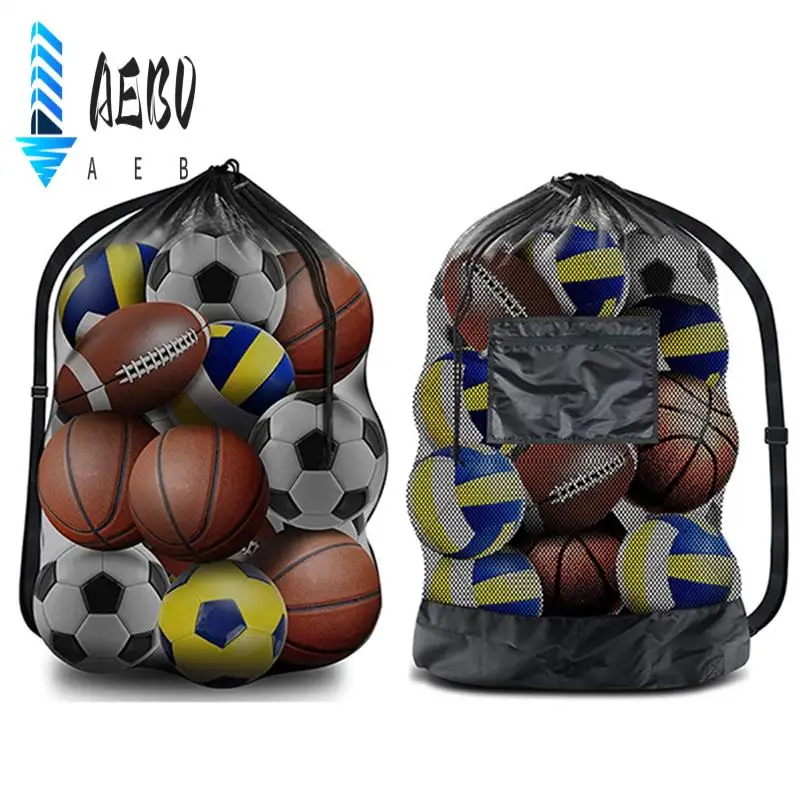 AEB0-ถุงตาข่ายบาสเก็ตบอลและวอลเลย์บอลขนาดใหญ่พิเศษ ใช้เพื่อจัดเก็บอุปกรณ์บาสเก็ตบอล วอลเลย์บอล เบสบอล และอุปกรณ์ว่ายน้ํา