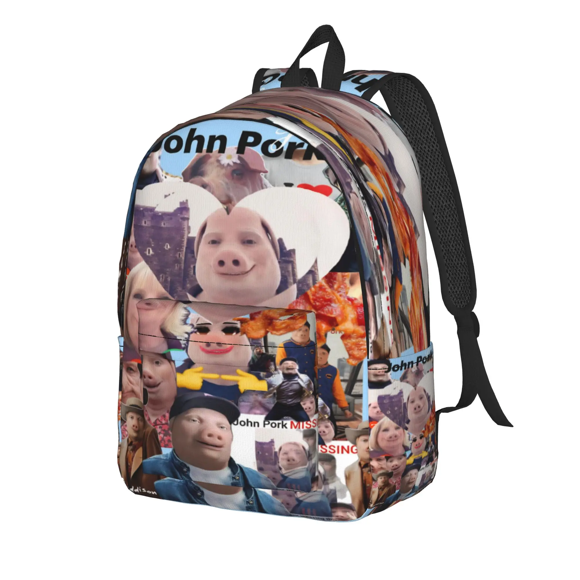 John Pork is Smiling Backpack for Men Women Teenage Student Business Daypack Pig Lover Laptop Computer Shoulder Bag Lightweight