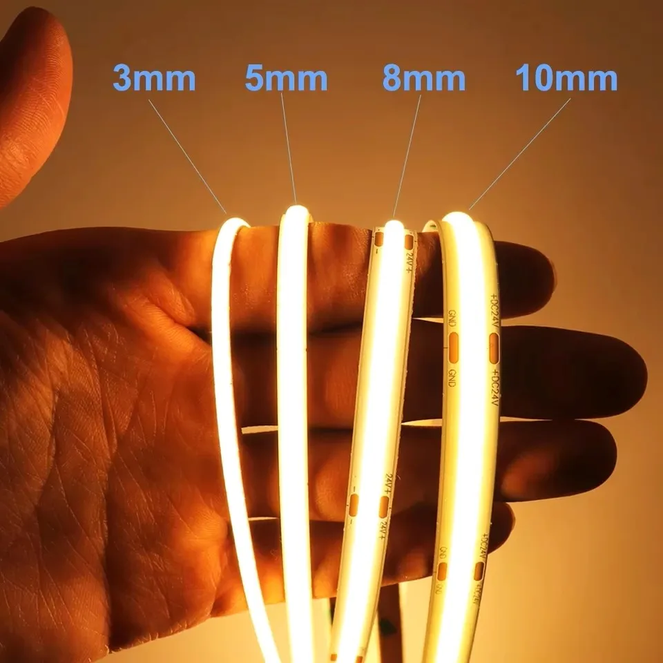 

Flexible 3MM 5MM 8MM Cob LED Strip Light DC12V/24V Warm Natural White Super Narrow Waterproof High Bright Tape Lamp Home Decor