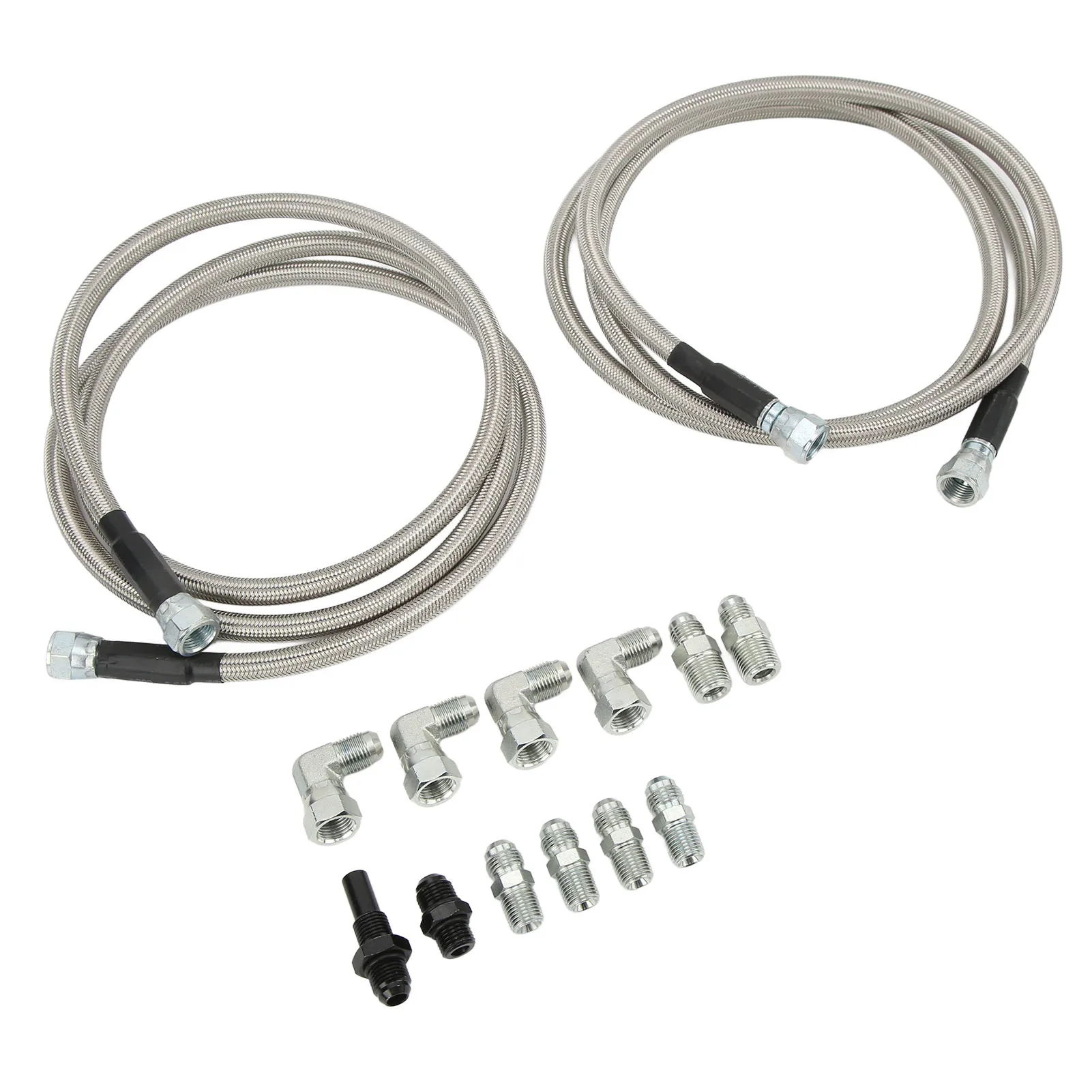 

70-дюймовый плетеный холодильный шланг трансмиссии из нержавеющей стали с адаптерами для трансмиссий GM Chevy TH350 700R4