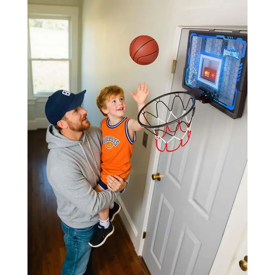 لعبة كرة السلة للأطفال برو كرة السلة هوب فوق الباب، 2026 طوق مطور جديد مع لوحة خلفية مضادة للتأثير، لوحة النتائج 4