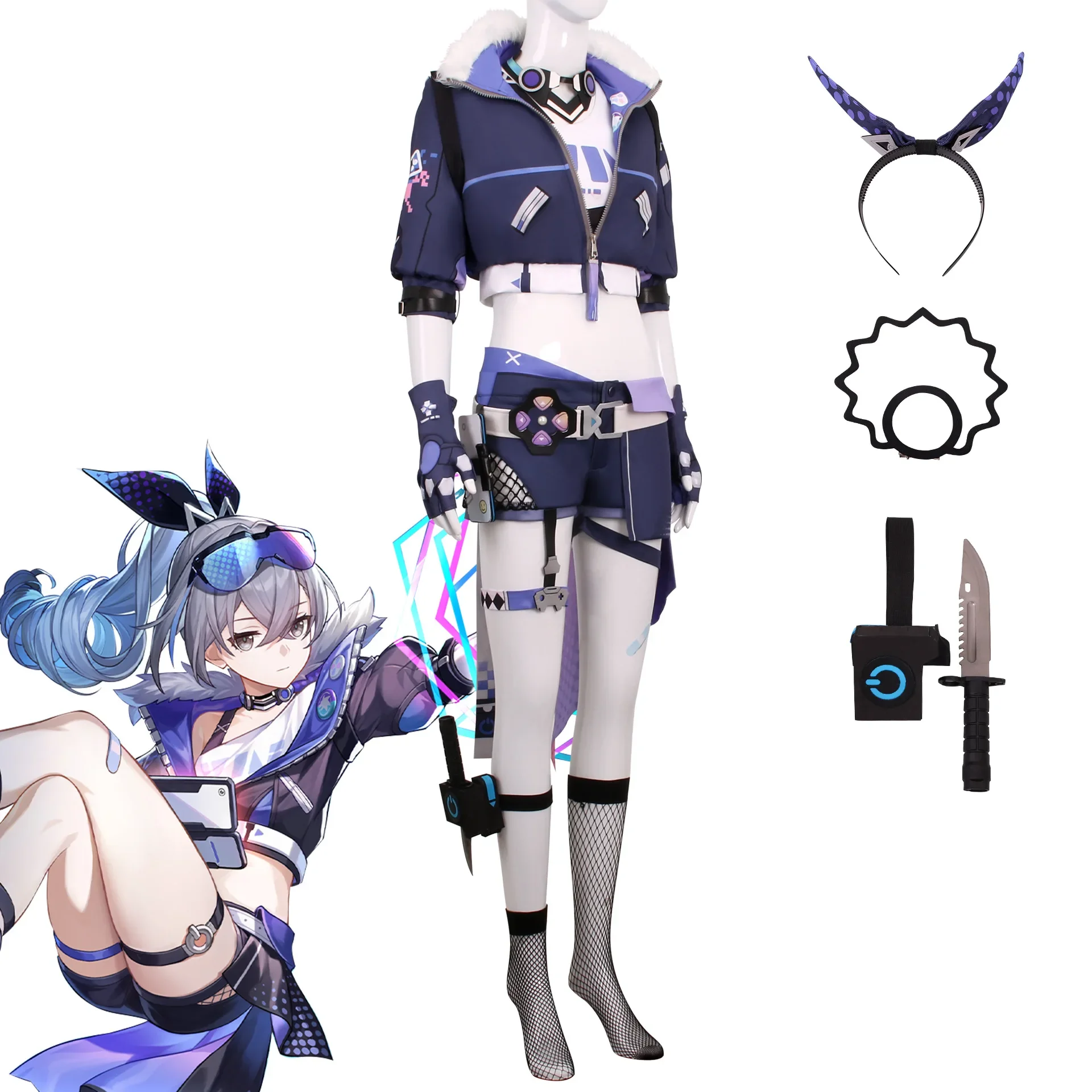 Honkai Impact 3rd Game Star Dome Railway Silver Wolf Same Cosplay Costume Set Anime Stage Performance Costume