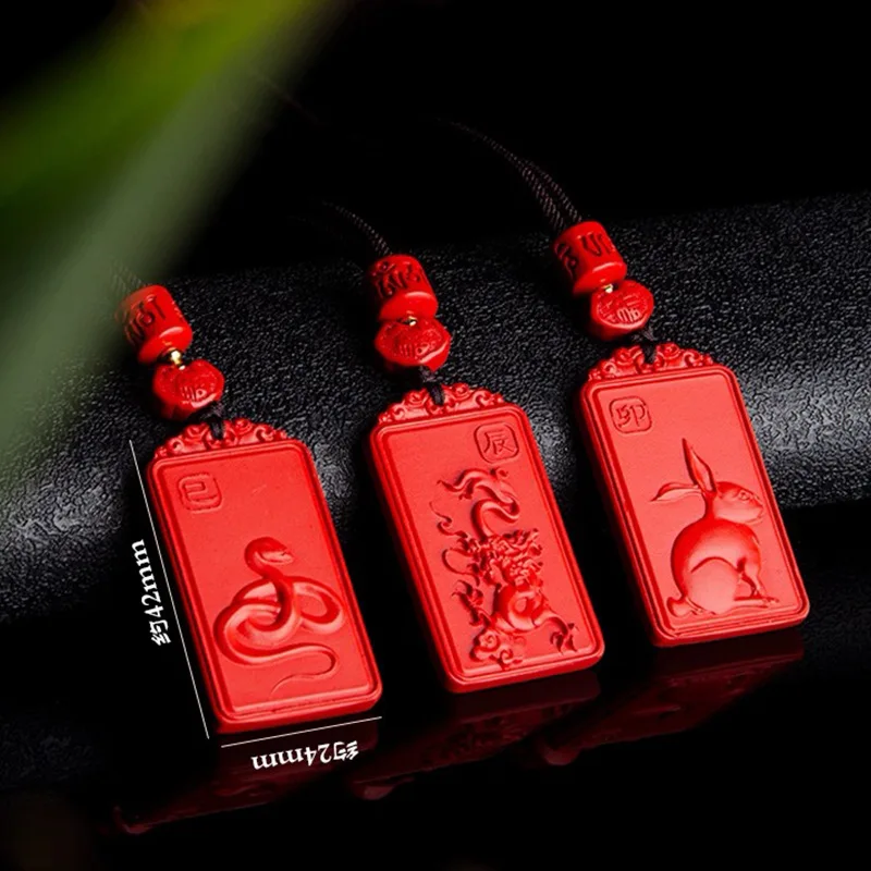 Luxury Red Cinnabar Chinese Zodiac Bodhisattva Pendant Carving Natural Genuine Women's Jewelry Accessories Energy Gift Best