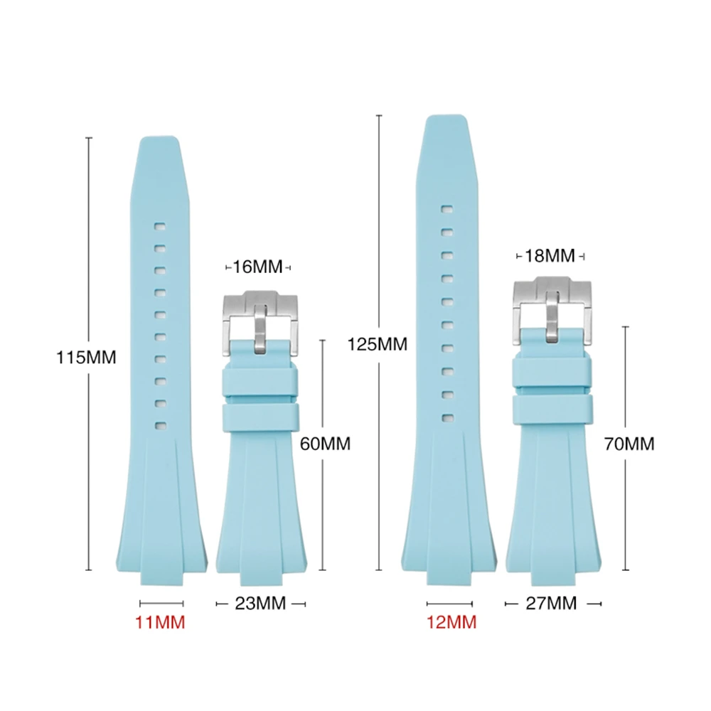 Liquid Silicone Watchband for Tissot PRX series Strap Belt Convex End 12mm Women's 11mm quick release band Bracelet Wrist Strap