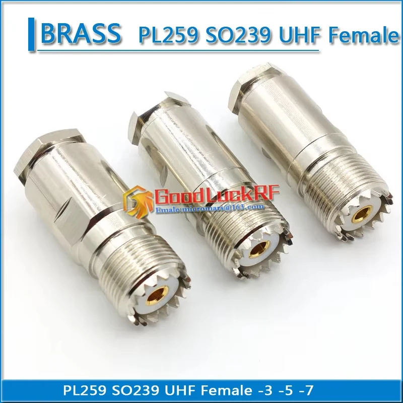 PL259 SO239 UHF Female Clamp Solder RG58 RG142 RG223 RG400 LMR195 RG5 RG6 LMR300 RG304 LMR400 RG8 RG213 RG214 Brass Adapter