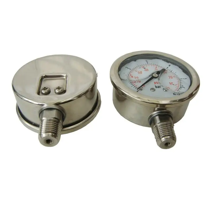 100mm Diameter Hydraulic Liquid Filled Fuel Pressure Gauge  Y100BF Stainless Steel Water  Air Liquid Pressure Gauge