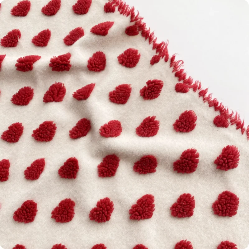 

Knitted woolen jacquard white three-dimensional heart-shaped velvet polyester fabric coat, plush toy bag diy fabric