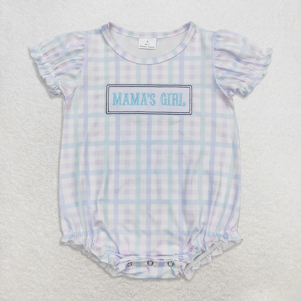 

Baby Mama's Girl Plaid Romper Summer Straps Checkered Design Infant Mother's Day Outfit Girls Rompers Comfortable Summerwear