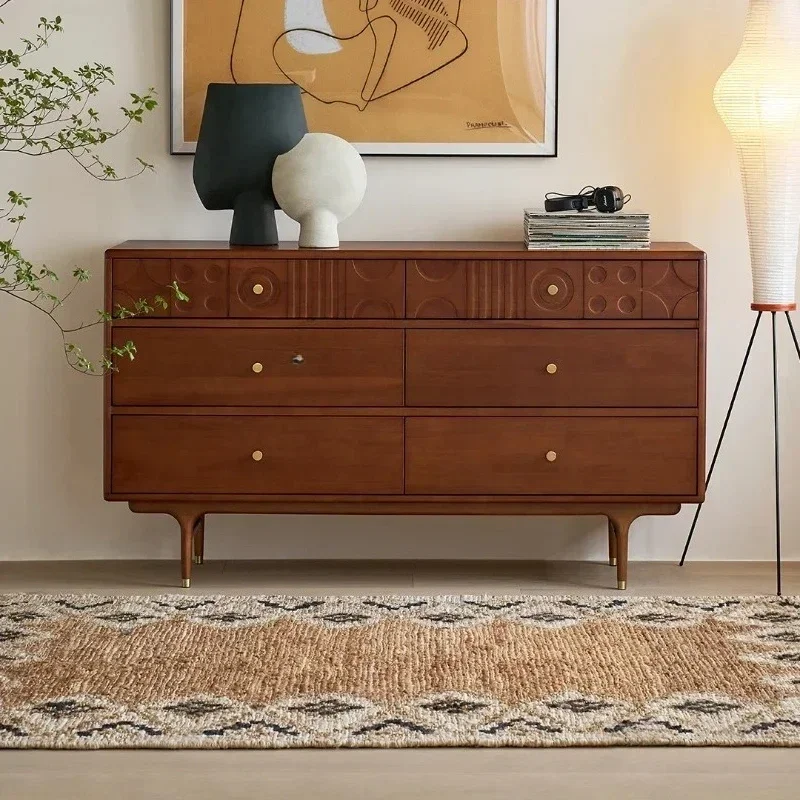 

Комод с шестью ящиками в антикварном стиле, из массива дерева, для гостиной, спальни, прикроватный шкафчик #