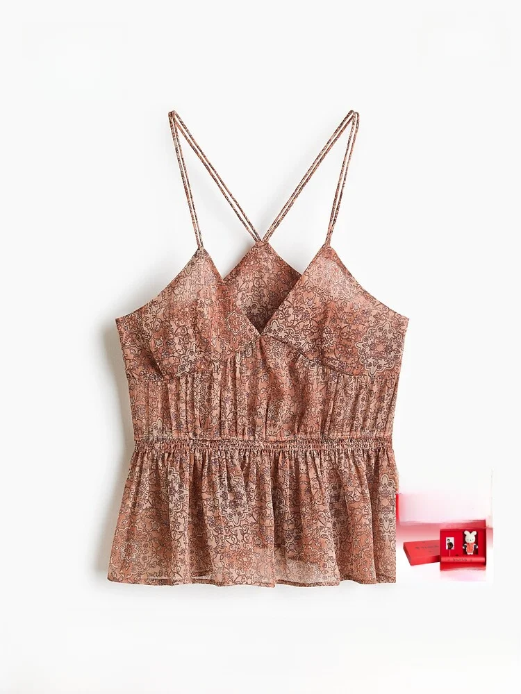 

Spring New Women's Vest Strap Dr Sle Hemline Top H&M 322724 Polyester Fiber V-ne Regular Length Outerwear