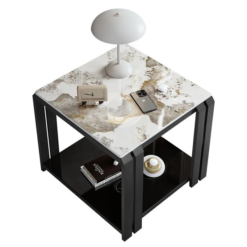 

Прямоугольная сторона для гостиной, несколько боковых шкафов для дивана, бытовой небольшой журнальный столик, простой квадратный угол из каменной плиты, несколько небольших мест для хранения