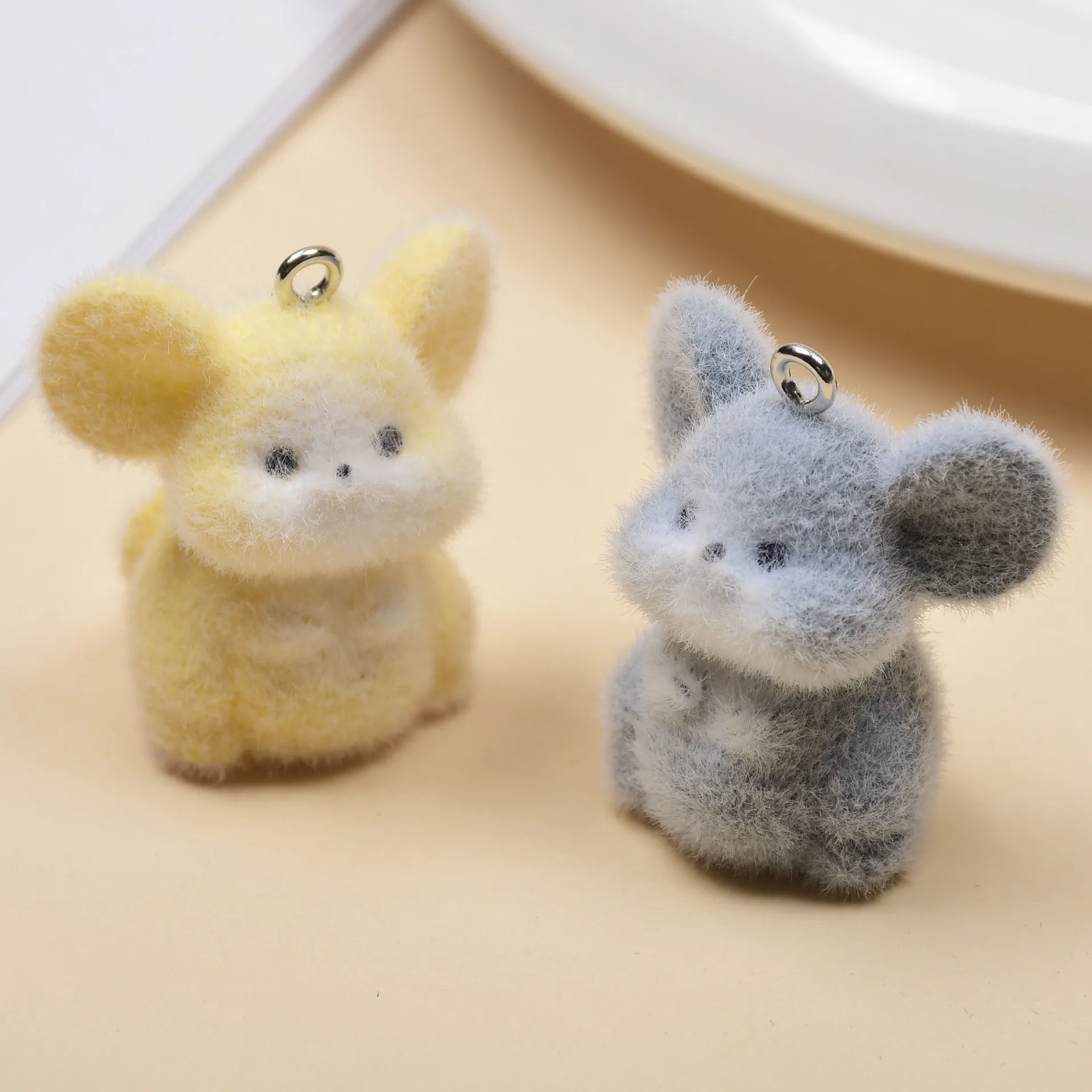 20pcs Flocking Resin Mouse charms Cartoon animal Doll Pendant For  animal necklace Keychains diy Handmade jewelry fittings