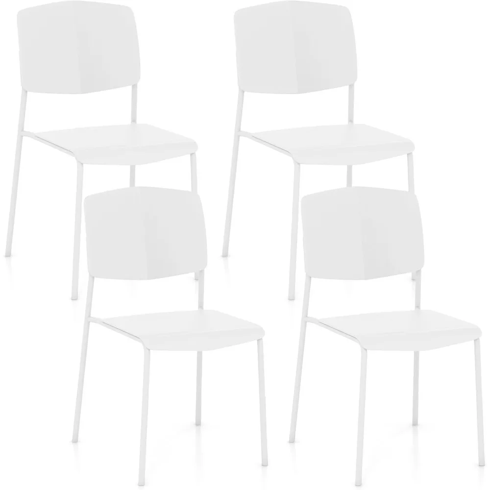 

Stackable dining chair 4-piece set, modern kitchen chair with metal legs and curved back for living room-dining home dining room