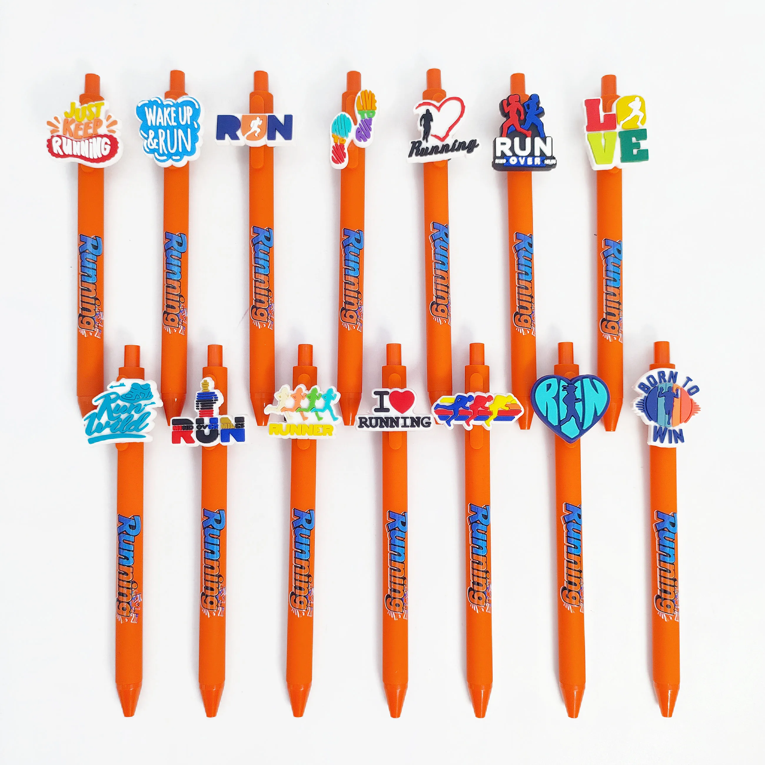 15/20 قطعة قلم حبر جاف رياضي للجري باللون البرتقالي، قرطاسية كتابة للطلاب مناسبة للأنشطة المكتبية وما إلى ذلك.