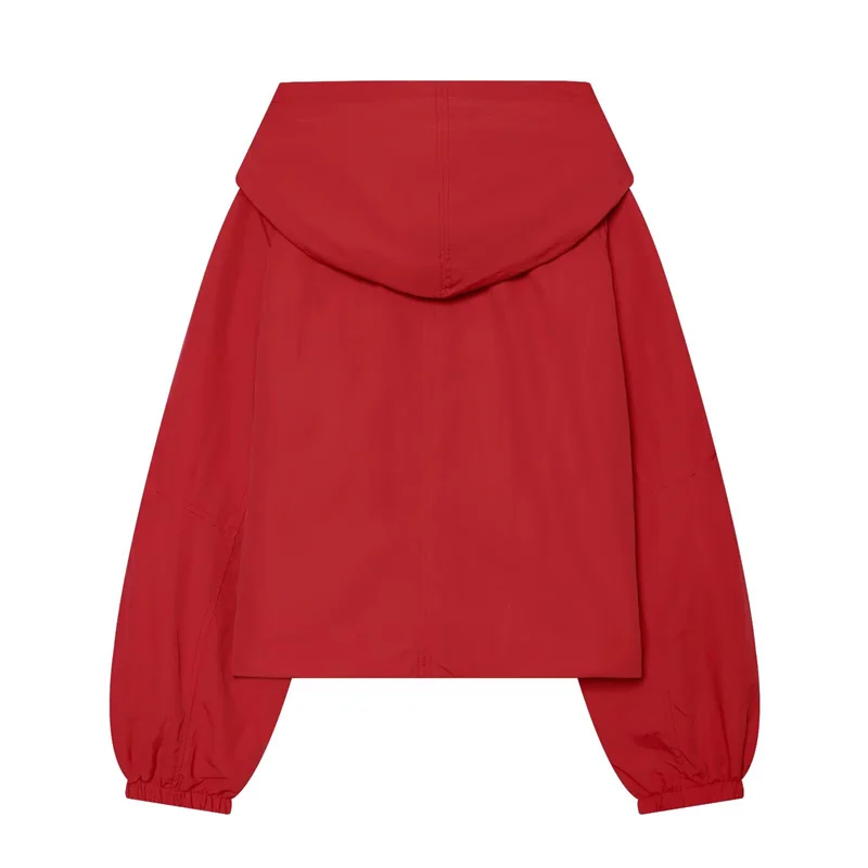 Guobioziy Women's Top 2026 New Style Hoodie Short Drawstring Windbreaker Loose Drop Shoulder Fit Simple Lazy Style