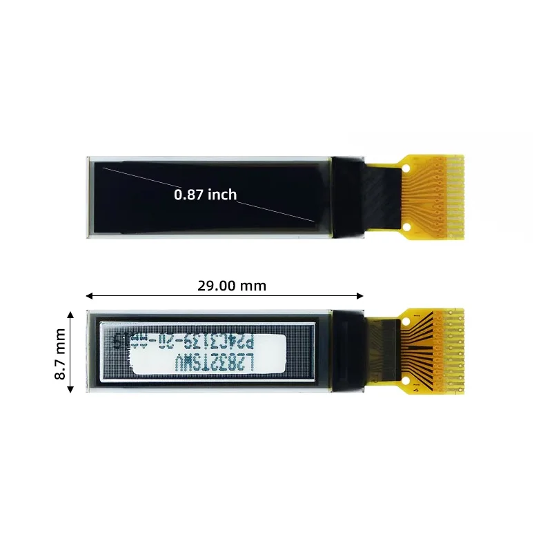 0.87 Inch OLED Display Module, 128x32 Resolution, SSD1316 Driver, I2C Interface, Monochrome, Bare Panel Small Display LCD Module