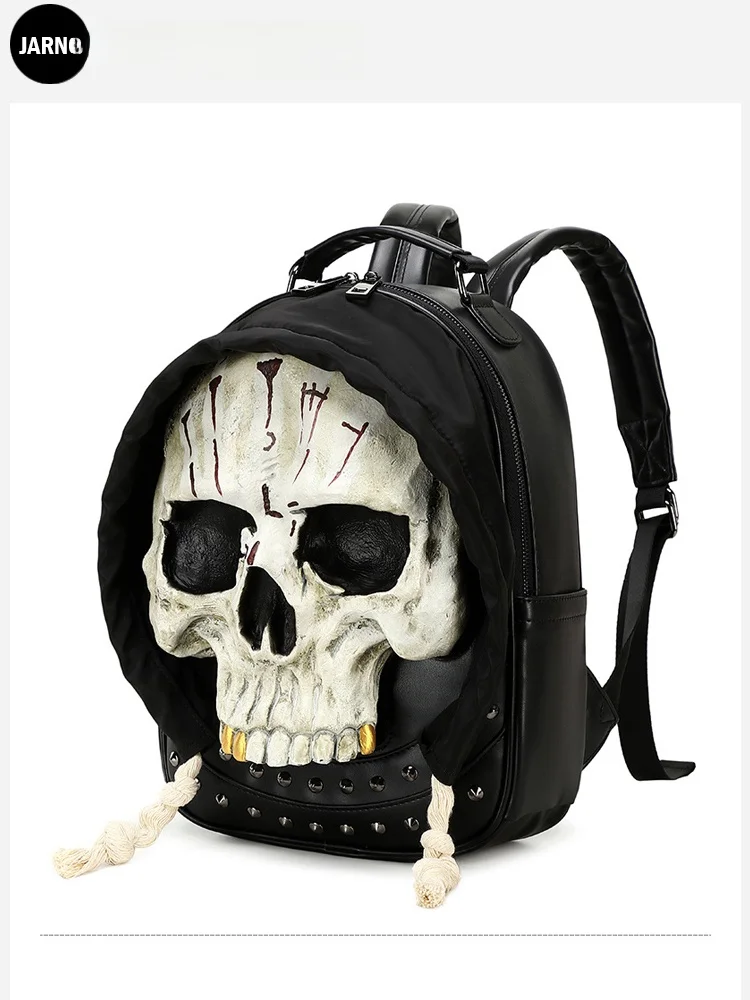 Creative Unique Black Skull Head Backpack Women's 2026 New Style Double Shoulder Bag Cyber Punk Personality Dark Series