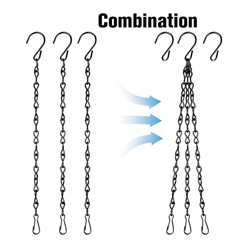 ABWR 吊り下げ植物チェーン、鳥の餌箱プランターランタンバスケット看板風鈴装飾品を吊るすための黒いチェーン