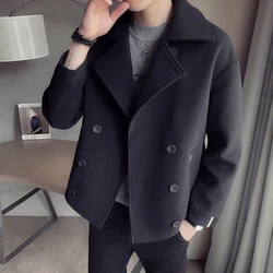 Autumn Winter New Fashion Turn-down Collar Long Sleeve Solid Button Jackets Men's Clothing Korean All-match Trend Youth Chic Top