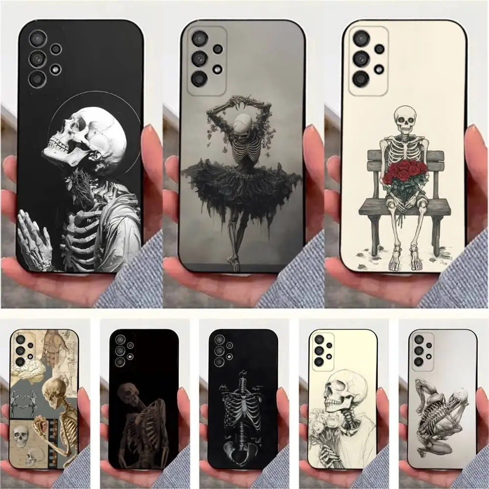 

Painting Art Skeleton Sketch Case For Samsung S21,S9,S22,S25,S20,S10,Plus,Ultra,S24,S23,FE,Lite,Soft Silicone Black