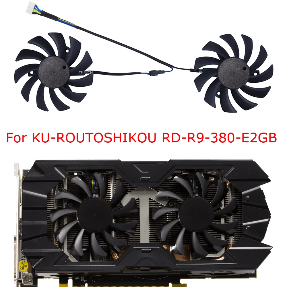 Video Cooler,Graphics Card Fan,For PowerColor Fighter RX 6500 XT OC 4gb,For KUROUTOSHIKOU R9 380 2GB,2Pcs/Set,PLD08010S12HH