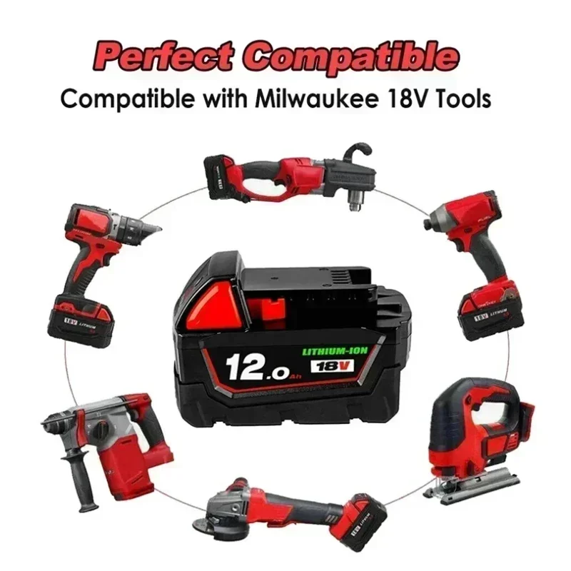 Per Milwaukee M18 Batteria 18V 12000mAh Batteria al litio di ricambio per Milwaukee M18 48-11-1815 48-11-1850 2604-22 Batteria