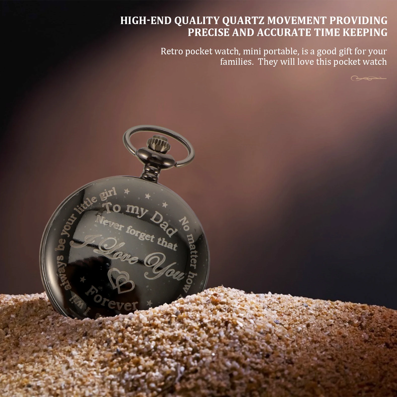 Vintage Pocket Watch Necklace Quartz Pendant Hanging Clothing Accessories Movement