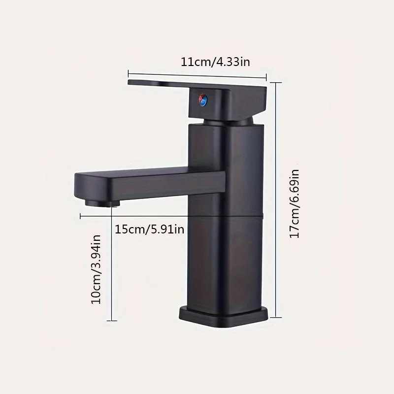 1 set of black basin, square faucet, cold and hot dual-purpose sink, bathroom cabinet faucet