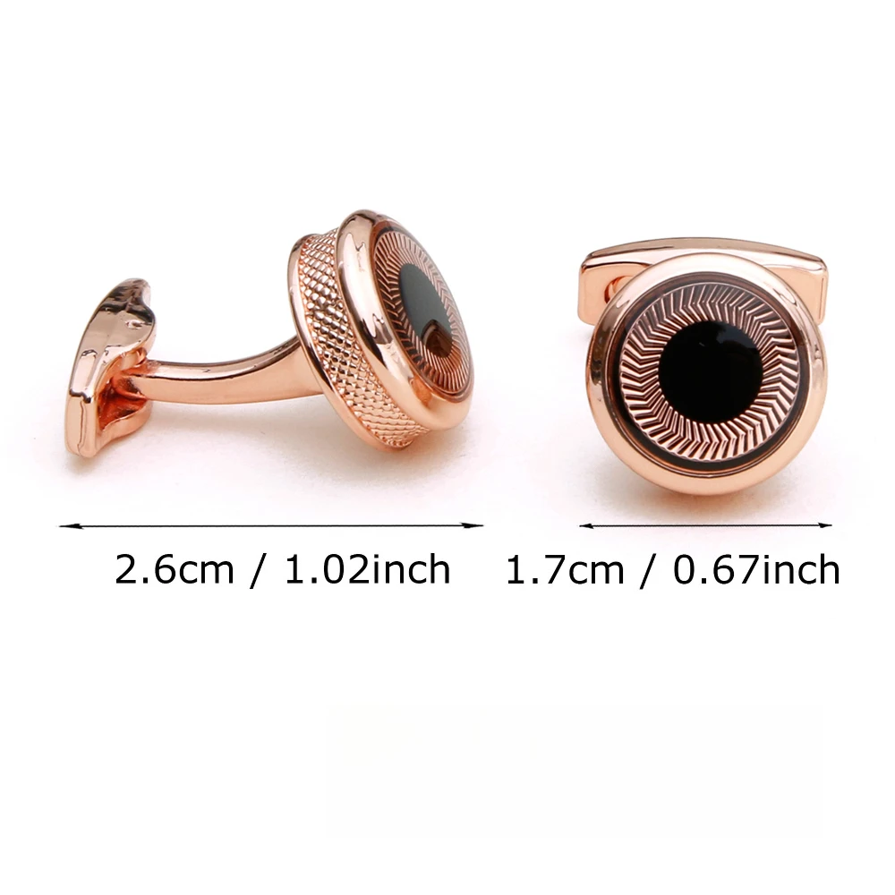 Rose Gold Black Eye Circular Cufflinks Exquisite Men's Business Dress Shirt Cuff Buckle Personalized Accessories For Formal Wear
