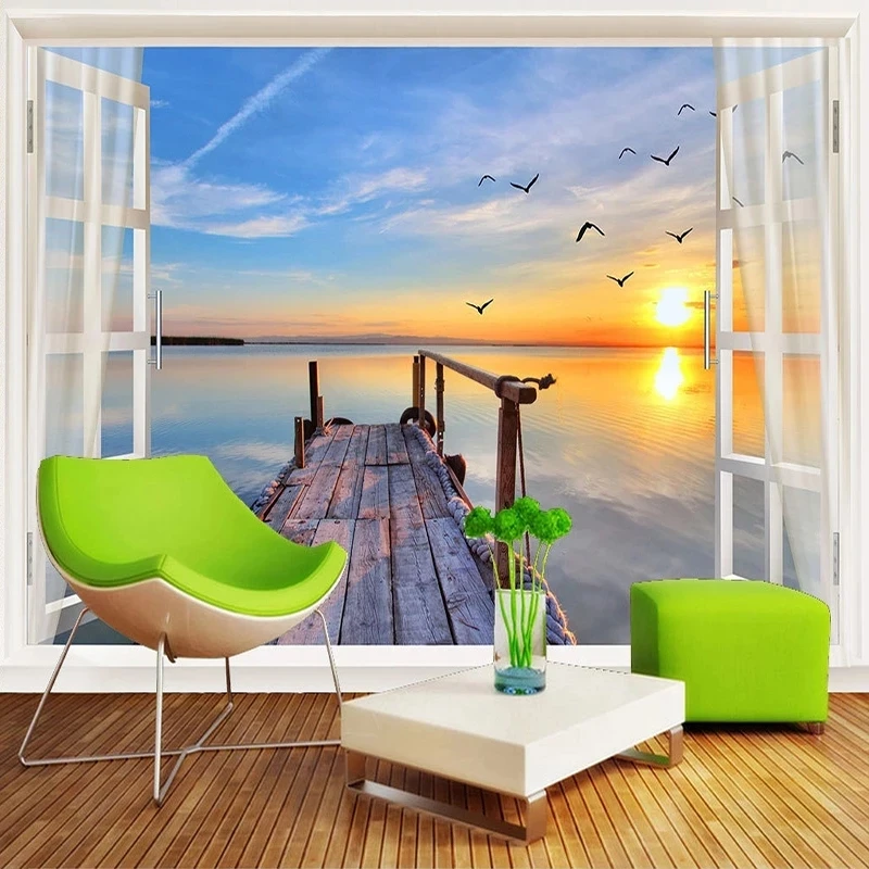 Custom 3D Photo Window Sea View Nature Landscape Mural Wallpaper Modern Living room sofa TV background wall bedroom restaurant