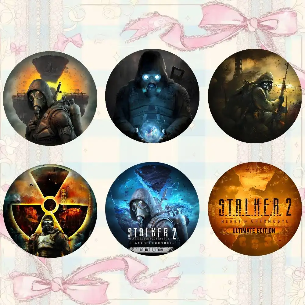 Game S-Stalker 1 2 Cool Badges 25 32 44 58 75 Mm Round Cosplay Pin Decor Fans Collect Friends Gifts Brooch Souvenir